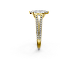 Yellow gold Marquise Solitaire Split Shank Pavé Diamond Engagement Ring_240