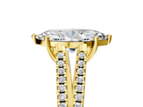 Yellow gold Marquise Solitaire Split Shank Pavé Diamond Engagement Ring_243