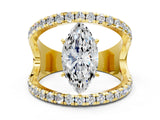 Yellow gold Marquise Solitaire Split Shank Pave Diamond Ring_49
