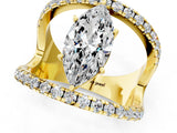 Yellow gold Marquise Solitaire Split Shank Pave Diamond Ring_50