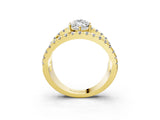 Yellow gold Marquise Solitaire Split Shank Pave Diamond Ring_52