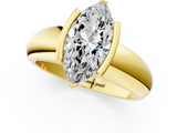 Yellow gold Marquise Solitaire Tension Set Diamond Ring with Wide Band_19