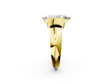 Yellow gold Marquise Solitaire Tension Set Diamond Ring with Wide Band_20