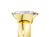 Yellow gold Marquise Solitaire Tension Set Diamond Ring with Wide Band_23