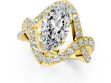 Yellow gold Marquise Solitaire Twist Band Pavé Diamond Engagement Ring_33