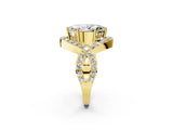 Yellow gold Marquise Solitaire Twist Band Pavé Diamond Engagement Ring_34