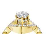 Yellow gold Marquise Solitaire Twist Band Pavé Diamond Engagement Ring_36