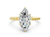 Yellow gold Marquise Solitaire Twist Band Ring with Four-Prong Setting_68