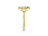 Yellow gold Marquise Solitaire Twist Band Ring with Four-Prong Setting_70