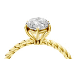 Yellow gold Marquise Solitaire Twist Band Ring with Four-Prong Setting_72