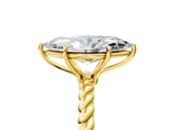 Yellow gold Marquise Solitaire Twist Band Ring with Four-Prong Setting_73