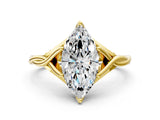 Yellow gold Marquise Solitaire Twist Band Six-Prong Setting 1