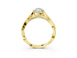 Yellow gold Marquise Solitaire Twist Band Six-Prong Setting 4