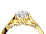 Yellow gold Marquise Solitaire Twist Band Six-Prong Setting 5