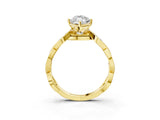Yellow gold Marquise Solitaire Twist Band with Leaf Prong Setting 3