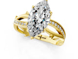Yellow gold Marquise Solitaire Twist Band with Pavé Accents and Four-Prong Setting_36