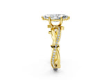 Yellow gold Marquise Solitaire Twist Band with Pavé Accents and Four-Prong Setting_37