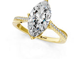 Yellow gold Marquise Solitaire Twist Band with Pavé Diamonds and Four-Prong Setting_69