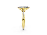 Yellow gold Marquise Solitaire Twist Band with Pavé Diamonds and Four-Prong Setting_70