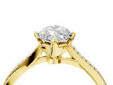 Yellow gold Marquise Solitaire Twist Band with Pavé Diamonds and Four-Prong Setting_72