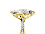 Yellow gold Marquise Solitaire Twist Band with Pavé Diamonds and Four-Prong Setting_73