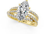 Yellow gold Marquise Solitaire Twist Band with Pavé Setting and Four-Prong Setting_125