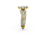 Yellow gold Marquise Solitaire Twist Band with Pavé Setting and Four-Prong Setting_126
