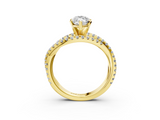 Yellow gold Marquise Solitaire Twist Band with Pavé Setting and Four-Prong Setting_127