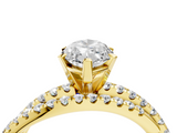 Yellow gold Marquise Solitaire Twist Band with Pavé Setting and Four-Prong Setting_128