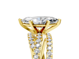Yellow gold Marquise Solitaire Twist Band with Pavé Setting and Four-Prong Setting_129