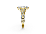 Yellow gold Marquise Solitaire Twist Band with Pavé Setting and Four-Prong Setting_27