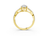 Yellow gold Marquise Solitaire Twist Band with Pavé Setting and Four-Prong Setting_28