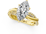 Yellow gold Marquise Solitaire Twist Band with Pave Prong Setting_89