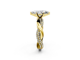 Yellow gold Marquise Solitaire Twist Band with Pave Prong Setting_90
