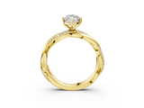 Yellow gold Marquise Solitaire Twist Band with Pave Prong Setting_91