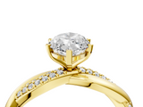 Yellow gold Marquise Solitaire Twist Band with Pave Prong Setting_92