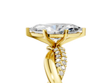 Yellow gold Marquise Solitaire Twist Band with Pave Prong Setting_93