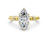 Yellow gold Marquise Solitaire Twisted Band Prong Set Engagement Ring_67