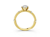 Yellow gold Marquise Solitaire Twisted Band Prong Set Engagement Ring_70