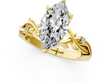 Yellow gold Marquise Solitaire Twisted Band Prong Setting Ring_173