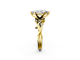 Yellow gold Marquise Solitaire Twisted Band Prong Setting Ring_174