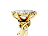 Yellow gold Marquise Solitaire Twisted Band Prong Setting Ring_177