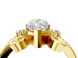 Yellow gold Marquise Solitaire Twisted Band Scroll Prong Ring_10
