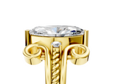 Yellow gold Marquise Solitaire Twisted Band Scroll Prong Ring_11