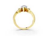 Yellow gold Marquise Solitaire Twisted Band Scroll Prong Ring_9