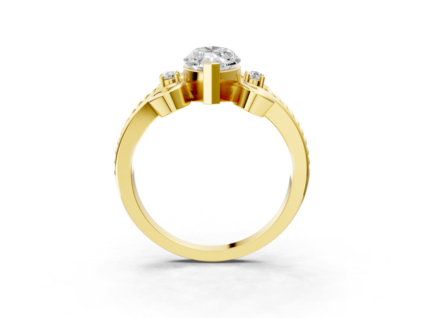 Yellow Gold Marquise Solitaire Engagement Ring Setting with Scroll Shoulders and Rope Twist Band