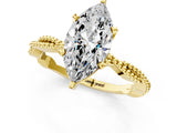 Yellow gold Marquise Solitaire Twisted Band with Bead Prong Setting_326