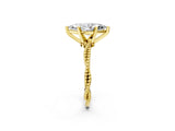 Yellow gold Marquise Solitaire Twisted Band with Bead Prong Setting_327