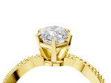 Yellow gold Marquise Solitaire Twisted Band with Bead Prong Setting_329
