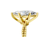 Yellow gold Marquise Solitaire Twisted Band with Bead Prong Setting_330
